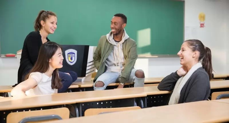 Happy students at BFSU